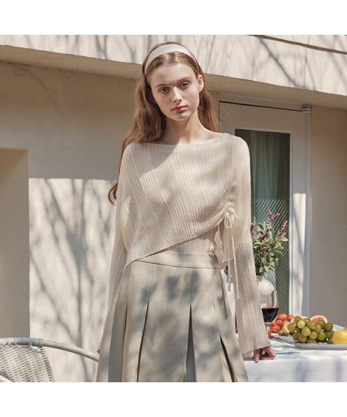 ZEROSTREET(ゼロストリート)の「【2色】ストリングポイントニット&ナシセット(ニット/セーター・レディース・ミント/Beige/ブルー/アイボリー・MEDIUM/SMALL)」の3枚目の写真