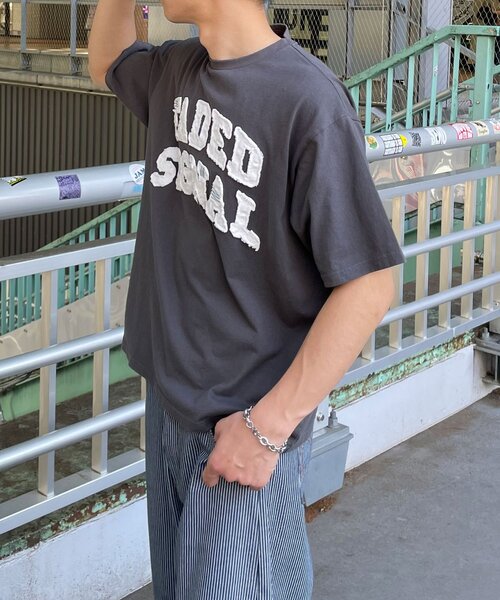 CIAOPANIC(チャオパニック)の「グランジフェルトロゴTシャツ(Tシャツ/カットソー・レディース・チャコールグレー/ブルー・MEDIUM/LARGE)」の13枚目の写真