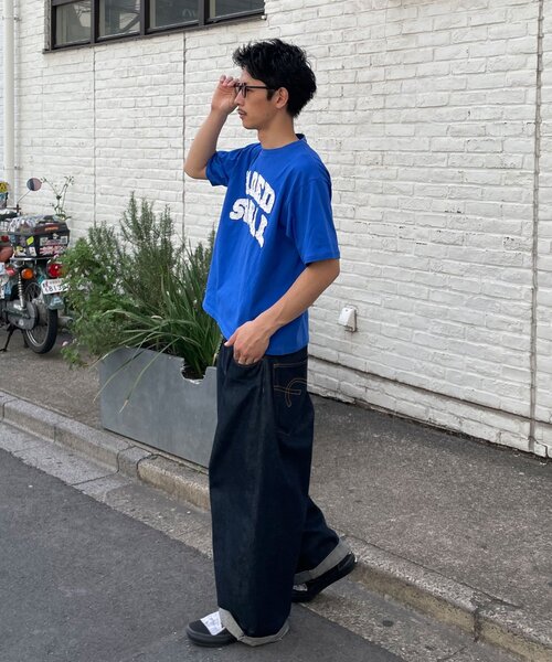 CIAOPANIC(チャオパニック)の「グランジフェルトロゴTシャツ(Tシャツ/カットソー・レディース・チャコールグレー/ブルー・MEDIUM/LARGE)」の4枚目の写真