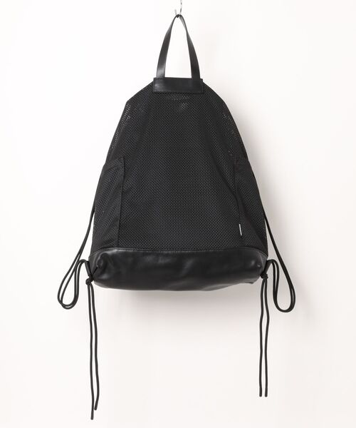 ADAM PATEK(アダムパテック)の「【RS】【ADAM PATEK】Leather trimmed mesh drawstring bag(バックパック/リュック・メンズ・ブラック・FREE)」の9枚目の写真
