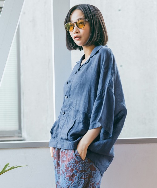 niko and...(ニコアンド)の「ラミーシアーワークシャツジャケット(シャツ/ブラウス・レディース・オフホワイト/ブラック/ダークブルー・LARGE/MEDIUM)」の9枚目の写真