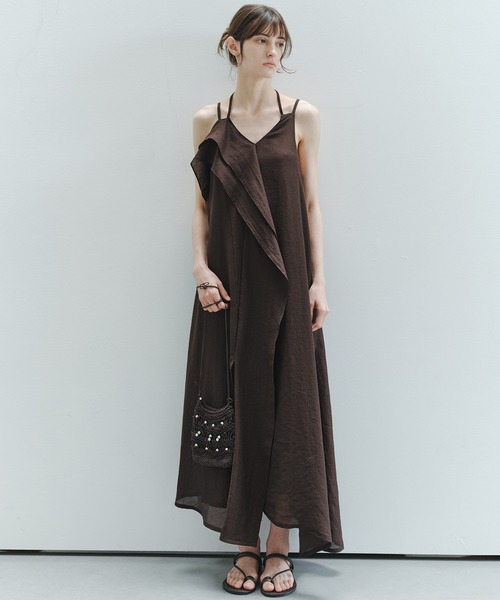 tageechita(タジチタ)の「【tageechita】アシンメトリー レイヤード キャミドレス(ワンピース・レディース・ブラウン/ベージュ・M/S/L)」の5枚目の写真