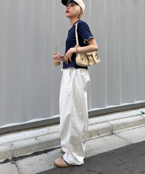 w closet(ダブルクローゼット)の「イージーギャザーPT(その他パンツ・レディース・ピンク/ネイビー/オフホワイト・MEDIUM/SMALL)」の6枚目の写真