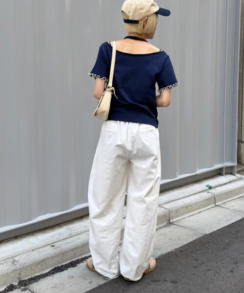 w closet(ダブルクローゼット)の「イージーギャザーPT(その他パンツ・レディース・ピンク/ネイビー/オフホワイト・MEDIUM/SMALL)」の7枚目の写真