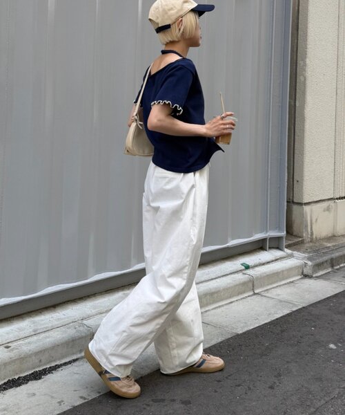 w closet(ダブルクローゼット)の「イージーギャザーPT(その他パンツ・レディース・ピンク/ネイビー/オフホワイト・MEDIUM/SMALL)」の8枚目の写真