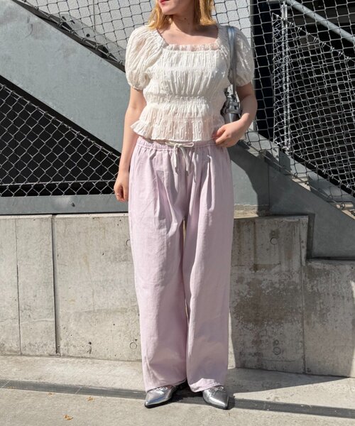 w closet(ダブルクローゼット)の「イージーギャザーPT(その他パンツ・レディース・ピンク/ネイビー/オフホワイト・MEDIUM/SMALL)」の16枚目の写真