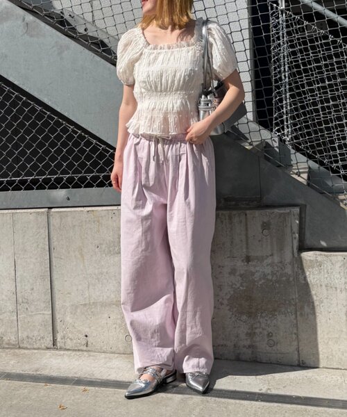 w closet(ダブルクローゼット)の「イージーギャザーPT(その他パンツ・レディース・ピンク/ネイビー/オフホワイト・MEDIUM/SMALL)」の19枚目の写真