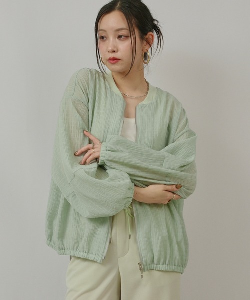 palm RICHE(ポームリシュ)の「シアーシャーリングブルゾン(ブルゾン・レディース・オフホワイト/ミント/ダークネイビー・M)」の19枚目の写真