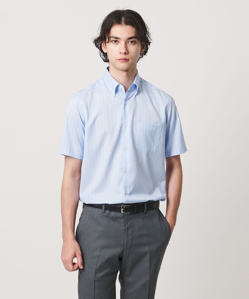 UNITED ARROWS(ユナイテッドアローズ)の「イージーケア AG パナマ ショートスリーブ ストライプ ボタンダウンカラーシャツ 抗菌防臭 通気性(シャツ/ブラウス・メンズ・ライトブルー・S/M/XL/L)」の4枚目の写真