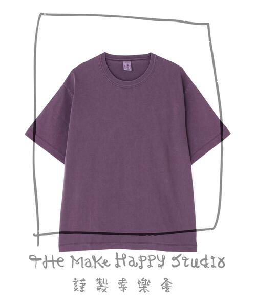 The Make Happy Studio(ザメイクハッピーストゥディオ)の「The Make Happy Studio/ザメイクハッピーストゥディオ/CREWNECK PIGMENT TEE(Tシャツ/カットソー・メンズ・ブラック/ブラウン/ホワイト/パープル/マスタード・L/XL/M)」の4枚目の写真