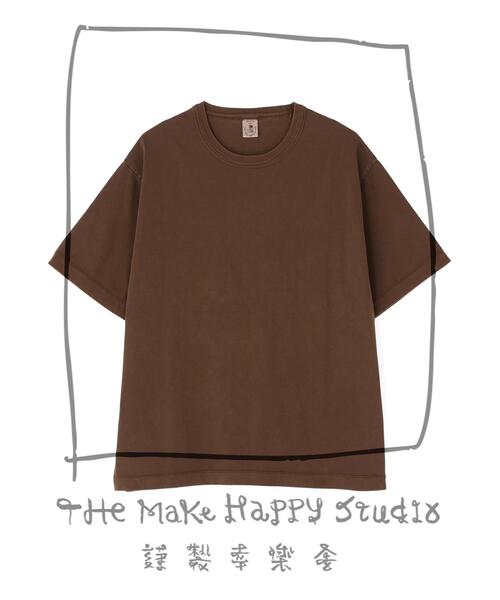 The Make Happy Studio(ザメイクハッピーストゥディオ)の「The Make Happy Studio/ザメイクハッピーストゥディオ/CREWNECK PIGMENT TEE(Tシャツ/カットソー・メンズ・ブラック/ブラウン/ホワイト/パープル/マスタード・L/XL/M)」の3枚目の写真