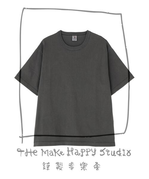 The Make Happy Studio(ザメイクハッピーストゥディオ)の「The Make Happy Studio/ザメイクハッピーストゥディオ/CREWNECK PIGMENT TEE(Tシャツ/カットソー・メンズ・ブラック/ブラウン/ホワイト/パープル/マスタード・L/XL/M)」の2枚目の写真