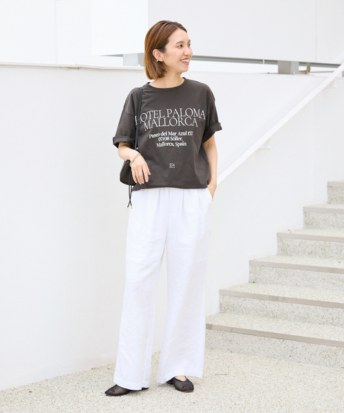 FRAMeWORK(フレームワーク)の「SKIN HOTEL PALOMA MALLORCA T(Tシャツ/カットソー・レディース・ベージュ/スミクロ/ホワイト・FREE)」の12枚目の写真