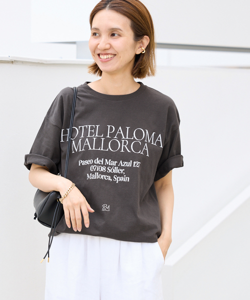 FRAMeWORK(フレームワーク)の「SKIN HOTEL PALOMA MALLORCA T(Tシャツ/カットソー・レディース・ベージュ/スミクロ/ホワイト・FREE)」の9枚目の写真