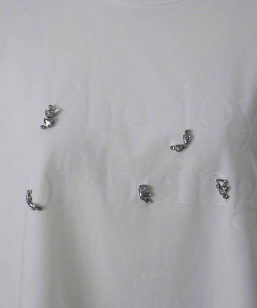 LUCA/LADY LUCK LUCA(ルカ/レディラックルカ)の「LC/LLL ビジューT/ラインストーンモチーフT(Tシャツ/カットソー・レディース・ブルー/オフホワイト/オレンジ/チャコールグレー・FREE)」の6枚目の写真