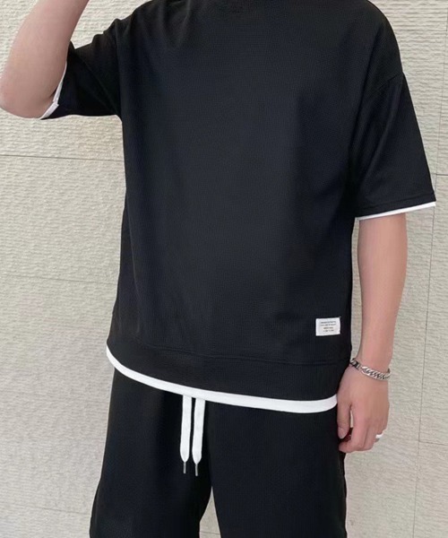 KELVIN（ケルヴァン）の「Waffle Layered Tee ワッフルレイヤードセットアップ（Tシャツ/カットソー・メンズ・ブラック・MEDIUM/LARGE）」の4枚目の写真