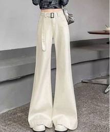 ワイドバックル付きフレアパンツ