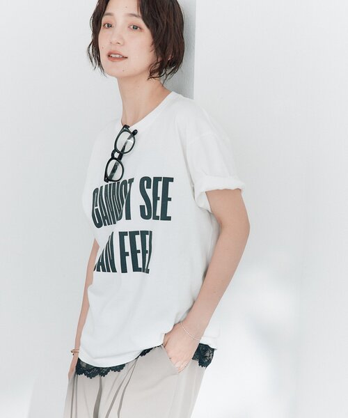 RIVE DROITE(リヴドロワ)の「予約【A・MONN】【綿100%/洗濯機洗い可】feelロゴTee(Tシャツ/カットソー・レディース・ピンク/オフホワイト/チャコールグレー・FREE)」の1枚目の写真