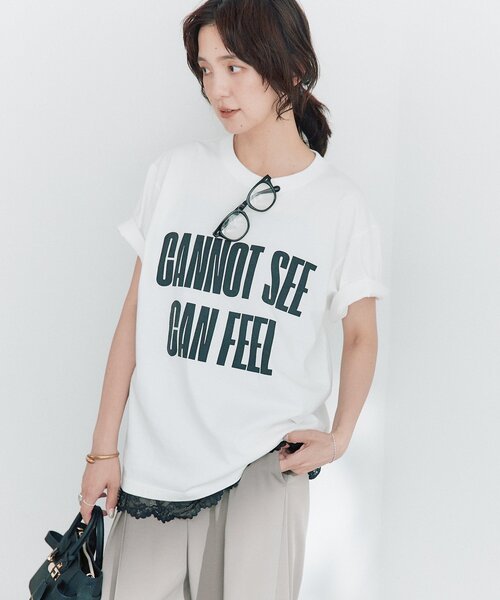 RIVE DROITE(リヴドロワ)の「予約【A・MONN】【綿100%/洗濯機洗い可】feelロゴTee(Tシャツ/カットソー・レディース・ピンク/オフホワイト/チャコールグレー・FREE)」の8枚目の写真