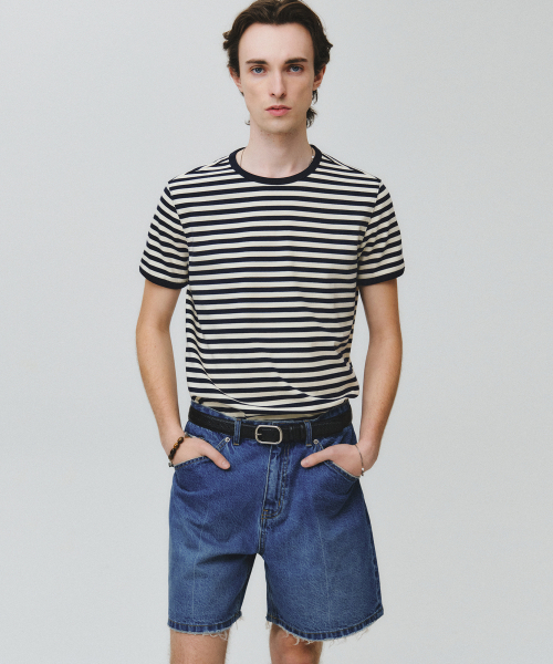 NOIRER(ノイア)の「マリンストライプTシャツ(ネイビーアイ)(Tシャツ/カットソー・メンズ・その他・48/50/52)」の1枚目の写真