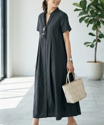 Belta attrice（ベルタアトリーチェ）の「【秋！人気の！】タイプライター バックプリーツ 半袖 ロング シャツワンピース（シャツワンピース）」