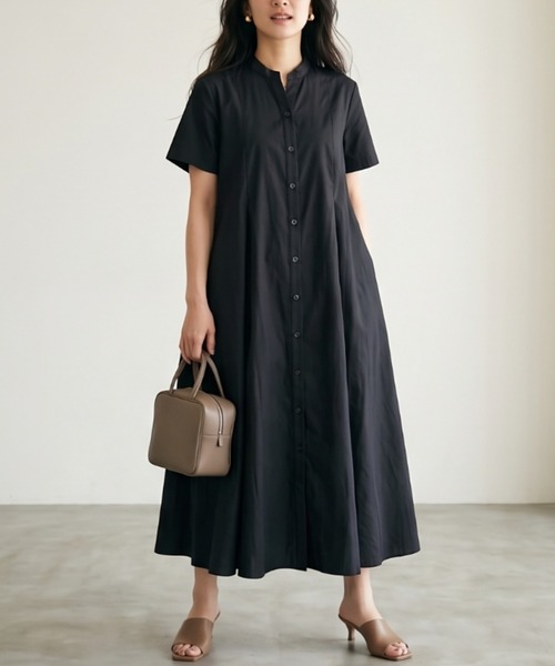 Belta attrice(ベルタアトリーチェ)の「【秋!人気の!】タイプライター バックプリーツ 半袖 ロング シャツワンピース(シャツワンピース・レディース・グレー/ブルー/スミクロ・FREE)」の21枚目の写真