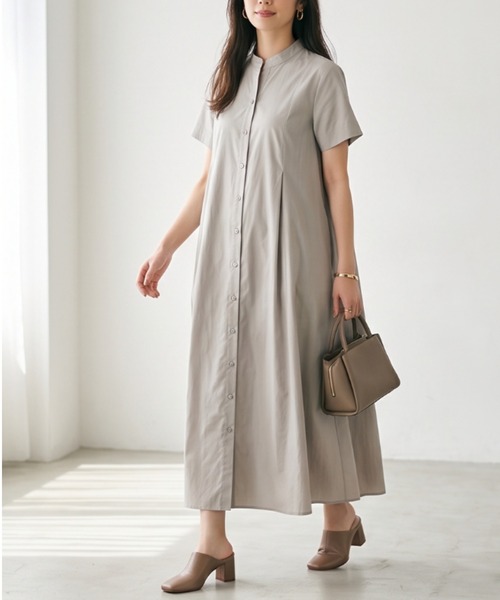 Belta attrice(ベルタアトリーチェ)の「【秋!人気の!】タイプライター バックプリーツ 半袖 ロング シャツワンピース(シャツワンピース・レディース・グレー/ブルー/スミクロ・FREE)」の18枚目の写真