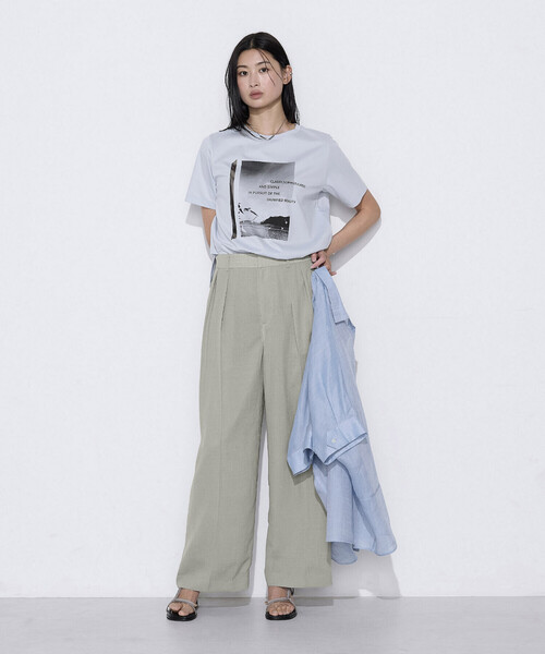 COMME CA(コムサ)の「【セットアップ対応】【RE:撚】トリアセクールスラブ タックワイドパンツ(その他パンツ・レディース・ブラック/キナリ/ライトグレー・11号/9号/7号)」の6枚目の写真