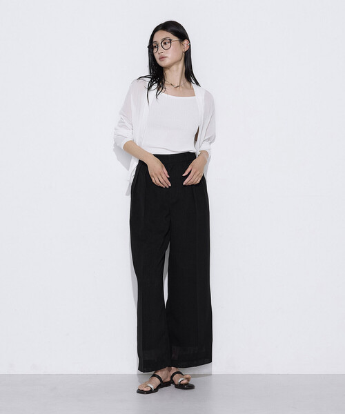 COMME CA(コムサ)の「【セットアップ対応】【RE:撚】トリアセクールスラブ タックワイドパンツ(その他パンツ・レディース・ブラック/キナリ/ライトグレー・11号/9号/7号)」の15枚目の写真