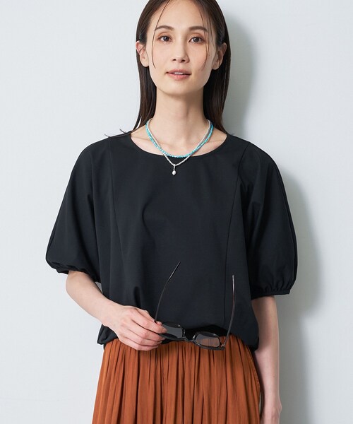 Reflect(リフレクト)の「【UVカット/接触冷感/吸水速乾】ギャザースリーブカットソー(Tシャツ/カットソー・レディース・ピンク系/ホワイト/ダークブラウン・09/07/11/13)」の11枚目の写真
