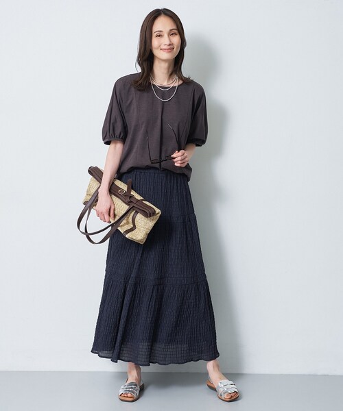 Reflect(リフレクト)の「【UVカット/接触冷感/吸水速乾】ギャザースリーブカットソー(Tシャツ/カットソー・レディース・ピンク系/ホワイト/ダークブラウン・09/07/11/13)」の16枚目の写真