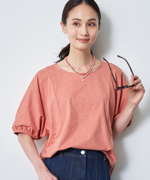 Reflect(リフレクト)の「【UVカット/接触冷感/吸水速乾】ギャザースリーブカットソー(Tシャツ/カットソー・レディース・ピンク系/ホワイト/ダークブラウン・09/07/11/13)」の18枚目の写真
