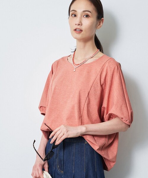 Reflect(リフレクト)の「【UVカット/接触冷感/吸水速乾】ギャザースリーブカットソー(Tシャツ/カットソー・レディース・ピンク系/ホワイト/ダークブラウン・09/07/11/13)」の19枚目の写真