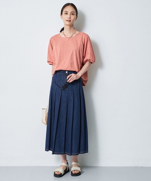 Reflect(リフレクト)の「【UVカット/接触冷感/吸水速乾】ギャザースリーブカットソー(Tシャツ/カットソー・レディース・ピンク系/ホワイト/ダークブラウン・09/07/11/13)」の20枚目の写真