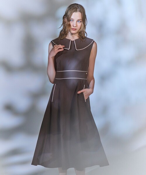 TOCCA（トッカ）の「LADY IN STRIPE ドレス（ワンピース・レディース・ネイビー系5/ブラウン系5・2/0/4）」の2枚目の写真