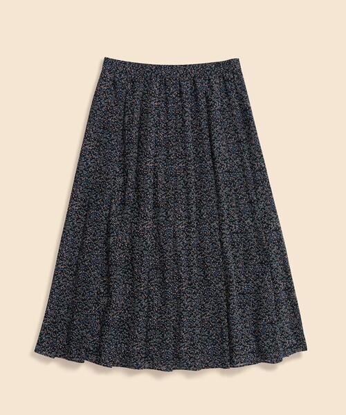 BROOKS BROTHERS(ブルックスブラザーズ)の「ポリエステル BBロゴ アソートドットプリント シアー ソフトプリーツ ミディスカート(スカート・レディース・ブラック・0/2/4/6/8)」の1枚目の写真