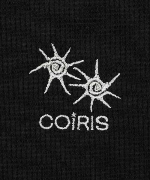 COIRIS(コイリス)の「ステイプルボタンワッフル配色オーバーサイズ長袖Tシャツ男女共用(Tシャツ/カットソー・レディース・ブラック・FREE)」の3枚目の写真