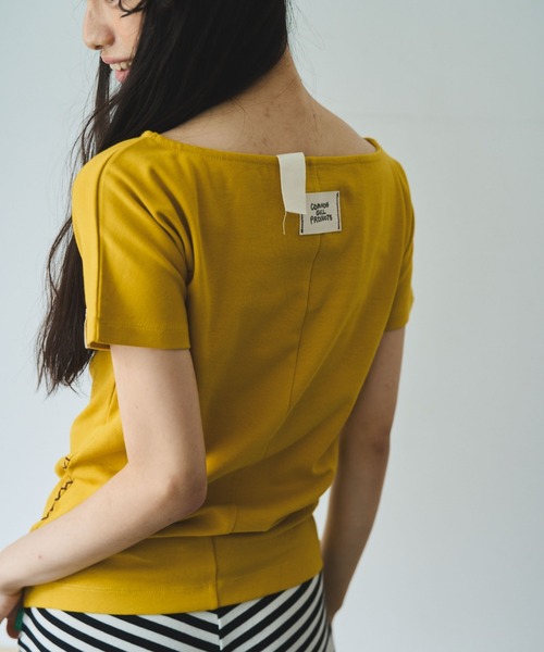common gull products.(コモンガルプロダクツ)の「肌に残る湿度のボートネックTEE(Tシャツ/カットソー・レディース・ワイン/ホワイト系/グリーン系・SMALL/MEDIUM/LARGE)」の8枚目の写真