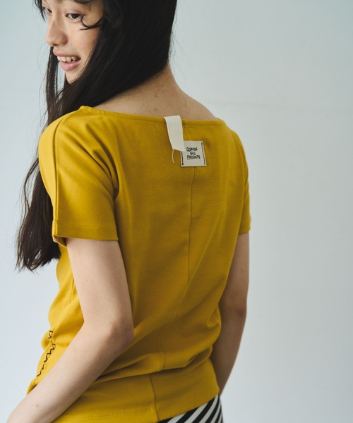 common gull products.(コモンガルプロダクツ)の「肌に残る湿度のボートネックTEE(Tシャツ/カットソー・レディース・ワイン/ホワイト系/グリーン系・SMALL/MEDIUM/LARGE)」の9枚目の写真