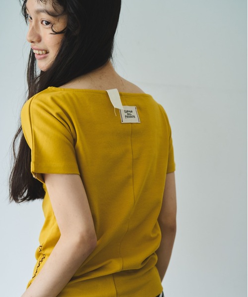 common gull products.(コモンガルプロダクツ)の「肌に残る湿度のボートネックTEE(Tシャツ/カットソー・レディース・ワイン/ホワイト系/グリーン系・SMALL/MEDIUM/LARGE)」の10枚目の写真