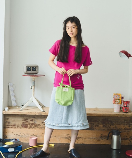 common gull products.(コモンガルプロダクツ)の「肌に残る湿度のボートネックTEE(Tシャツ/カットソー・レディース・ワイン/ホワイト系/グリーン系・SMALL/MEDIUM/LARGE)」の14枚目の写真