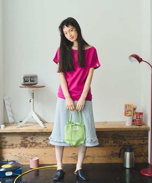 common gull products.(コモンガルプロダクツ)の「肌に残る湿度のボートネックTEE(Tシャツ/カットソー・レディース・ワイン/ホワイト系/グリーン系・SMALL/MEDIUM/LARGE)」の15枚目の写真