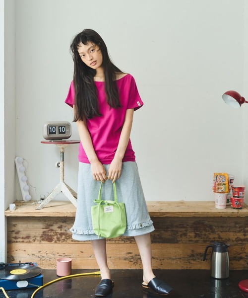 common gull products.(コモンガルプロダクツ)の「肌に残る湿度のボートネックTEE(Tシャツ/カットソー・レディース・ワイン/ホワイト系/グリーン系・SMALL/MEDIUM/LARGE)」の16枚目の写真
