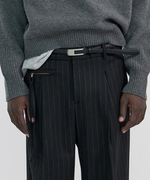 WINDER（ワインダー）の「THIN ELLIPES LEATHER BELT - BLACK（ベルト）」