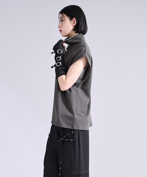 Ellno Loset(エルノロゼット)の「2wayショルダーハイネックプルオーバー(Tシャツ/カットソー・メンズ・チャコール/ブラック・SMALL/LARGE/MEDIUM)」の12枚目の写真