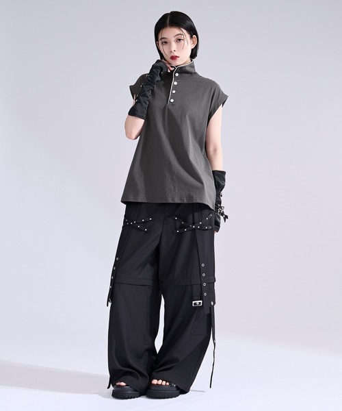 Ellno Loset(エルノロゼット)の「2wayショルダーハイネックプルオーバー(Tシャツ/カットソー・メンズ・チャコール/ブラック・SMALL/LARGE/MEDIUM)」の14枚目の写真