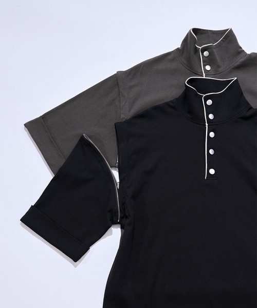 Ellno Loset(エルノロゼット)の「2wayショルダーハイネックプルオーバー(Tシャツ/カットソー・メンズ・チャコール/ブラック・SMALL/LARGE/MEDIUM)」の16枚目の写真