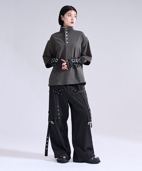 Ellno Loset(エルノロゼット)の「2wayショルダーハイネックプルオーバー(Tシャツ/カットソー・メンズ・チャコール/ブラック・SMALL/LARGE/MEDIUM)」の9枚目の写真