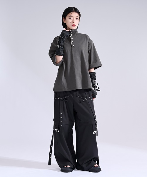 Ellno Loset(エルノロゼット)の「2wayショルダーハイネックプルオーバー(Tシャツ/カットソー・メンズ・チャコール/ブラック・SMALL/LARGE/MEDIUM)」の10枚目の写真