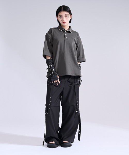 Ellno Loset(エルノロゼット)の「2wayショルダーハイネックプルオーバー(Tシャツ/カットソー・メンズ・チャコール/ブラック・SMALL/LARGE/MEDIUM)」の5枚目の写真